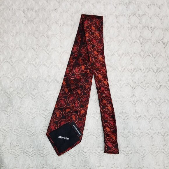 MURANO Neck Tie Orange Black Circles WOVEN SILK Geometric Pattern VERY SLEEK - Picture 7 of 9